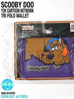 Rare vintage Scooby Doo tri fold Wallet Purple nylon velcro Y2K Cartoon Network